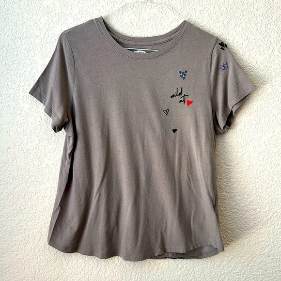 OLD NAVY Gray Embroidered T-shirt Size L - Picture 1 of 8